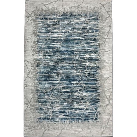 Davide 1229 Transitional Crackled Blue Polypropylene Area Rug 3'3" x 4'11"