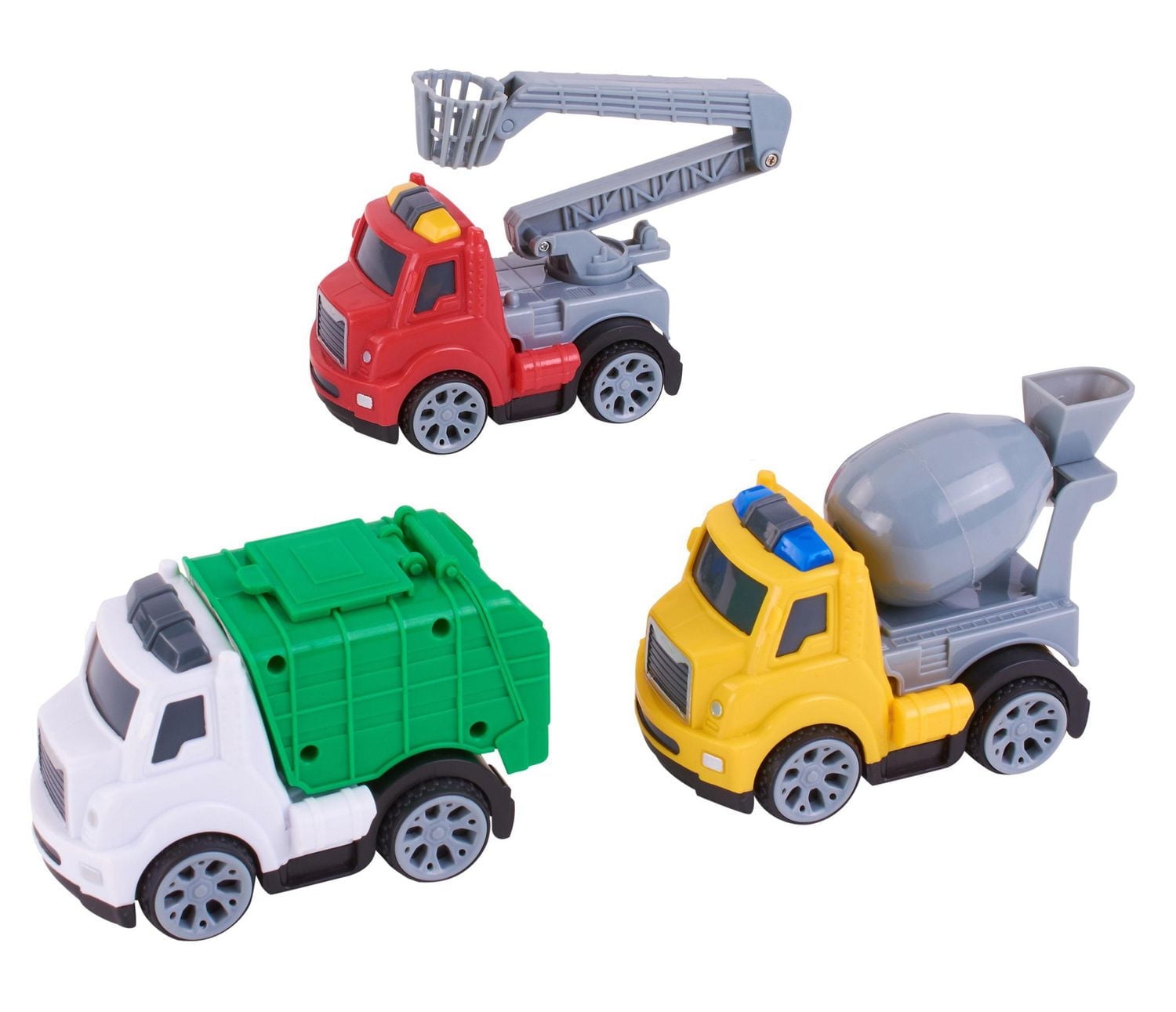 Kid Connection Friction Powered Utility Trucks Playset, 3 Pieces
