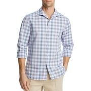 The Men's Store at Major Dept Store Casual Stretch Plaid Slim Shirt Blue-XL