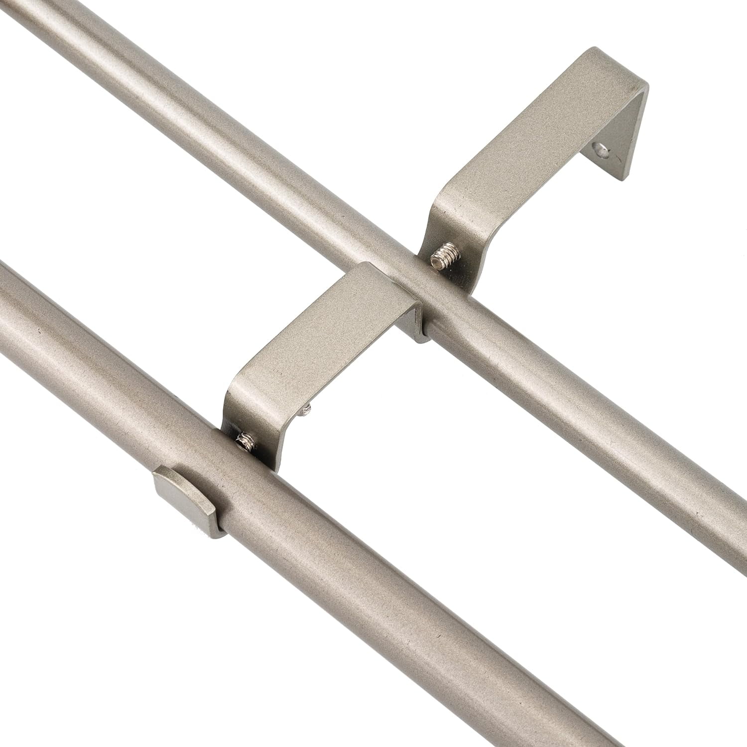 eTeckram 5/8" Double Curtain Rod with Royale Finials,Pewter,84‘’-120‘’