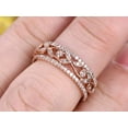thumbnail image 5 of 1.50 Carat 3 wedding Ring set Wedding Band Stackable Ring set Solid 10k Rose Gold Vintage Flower, 5 of 9