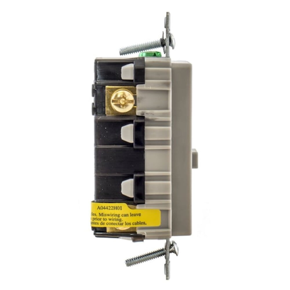 Hubbell Wiring Device-Kellems GFCI Receptacle, 15A, 125VAC, 5-15R, Gray GFR15GRY