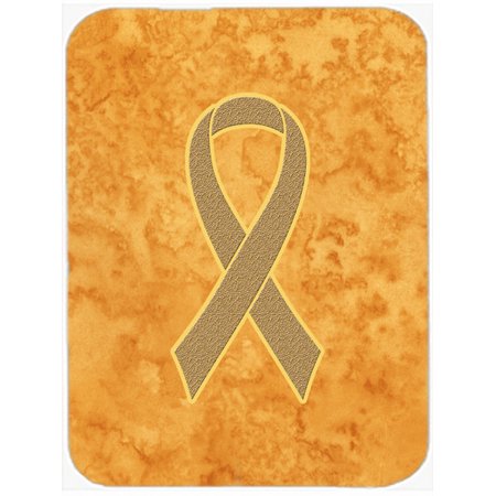 Caroline s Treasures Peach Ribbon for Uterine Cancer Awareness Glass Cutting Board Large Size