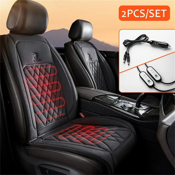 Phyun Fast Heating 12-24V Heated Car Seat Cover Universal Car Seat Heater Winter Car Heating Cushion Back Warmer Heating Pads One Pair