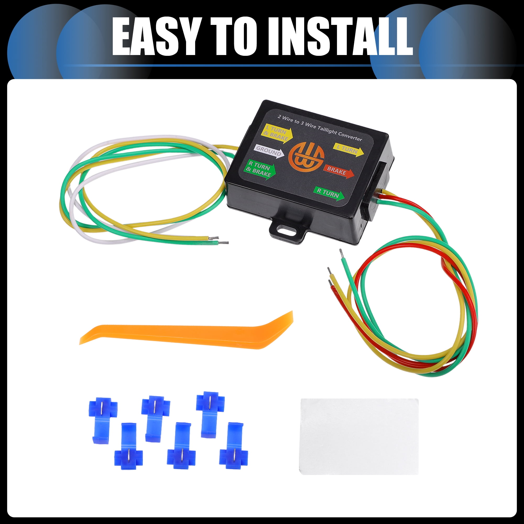 Unique Bargains 2 to 3 Wire Splice-in Trailer Tail Light Converter for RV Towing Solution