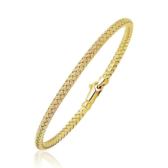 Fancy Weave Bangle in 14k Yellow Gold (3.0mm) 7.25 in