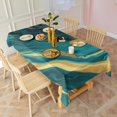 thumbnail image 3 of Teal and Gold Marble Wavy Veins Pattern Rectangle Tablecloth 60"x102",Waterproof Polyester Rectangle Table Cloth, Wipeable Spillproof Polyester Tablecloth for Dining, Camping, Indoor and Outdoor, 3 of 6