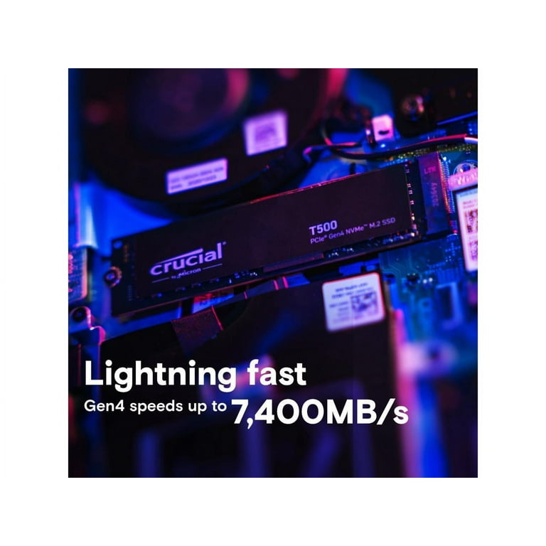 Crucial 1TB T500 Gen4 NVMe M.2 Gaming SSD, Up to 7300MB/s