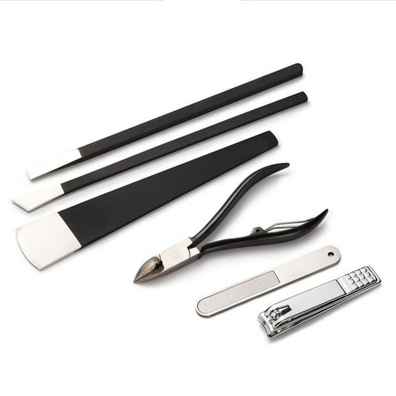 6 Pcs Manicure Pedicure Tools Personal Care Ingrown Toenail Kit Professional Stainless Steel Nail Clipper File for Thick Fungal Painful Nails