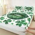 thumbnail image 3 of Feelyou Spring Lucky Shamrock Queen Sheet Sets, Green Fashion Lips Bed Set, 4-Piece, 3 of 7