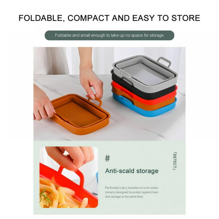 Litex Foldable Silicone Air Fryer Liners W/Divider Pads For 5 to 7 QT,6  Piece Reusable Baking Tray Oven Accessories,Air Fryer Silicone Basket Bowl