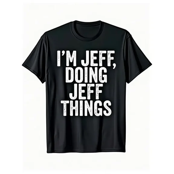 Men'S "I'm Jeff, Doing Jeff Things" Humorous Black T-Shirt - Casual Cotton Crew Neck, Short Sleeve, Bold White Lettering - All-Season Gift Idea, Everyday Tshirt | Humorous