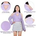 thumbnail image 4 of Imountek Women Off Shoulder T-Shirt, V-Neck Long Sleeve Cold Shoulder Tops for Summer, 4 of 8