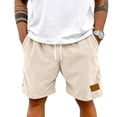 thumbnail image 6 of Men's Premium Corduroy Shorts Retro Urban Casual Elastic Waist Drawstring Loose Fit Daily Shorts with Pockets 2026 Beige M, 6 of 6