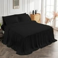 thumbnail image 3 of 4 Piece Long Ruffle Sheet Set, 30" Inch Long Ruffle On Corner Of The Flat Sheet, 10 Inch Deep Pocket, 100% Egyptian Cotton, 800 TC, Full Size, Solid Black, 3 of 9