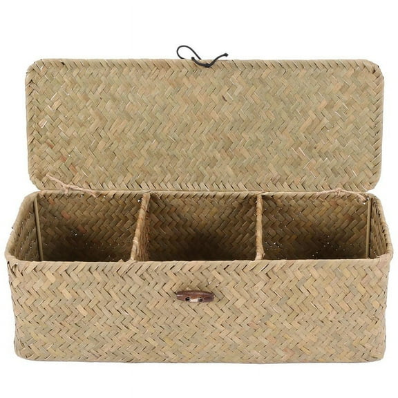 Toilet Paper Basket- 3 Plaid Rattan Bathroom Storage Organizer Jewelry Cosmetic Basket