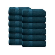 TRIDENT Soft Comfort 100% Air Rich Cotton Yarn Towels, 12 Piece Set - 12 Wash Cloth, Super Soft, High Absorbent, 550 GSM, Machine Washable (Peacock)