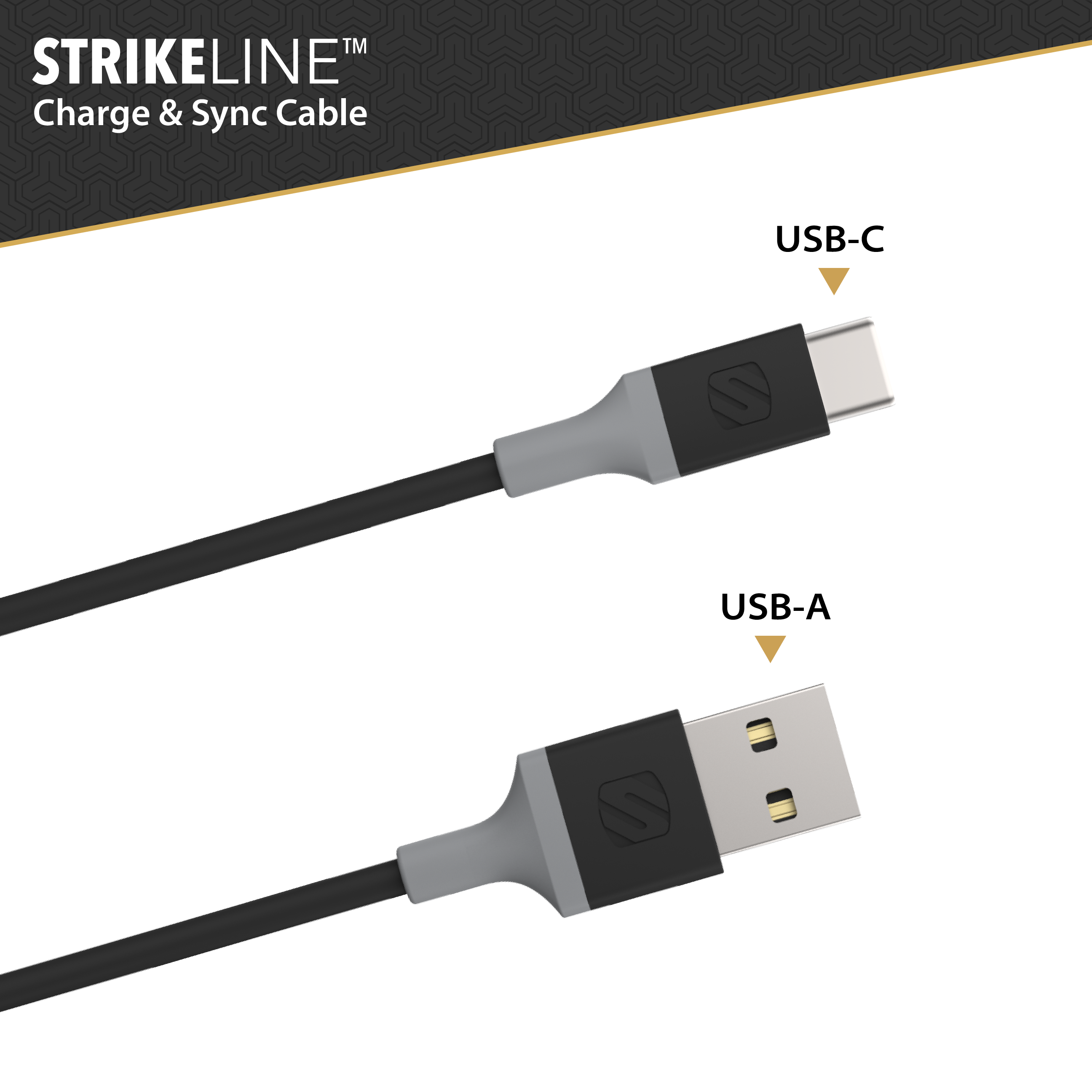 Scosche Ca4by-Sp Strikeline USB-A to USB-C & Sync Cable 4 ft. Space Gray - image 2 of 6