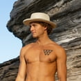 thumbnail image 5 of Panama Jack Gambler Straw Hat - Lightweight, 3" Big Brim, Inner Elastic Sweatband, 3-Pleat Ribbon Hat Band (Black, Small/Medium), 5 of 9