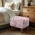 thumbnail image 3 of Xixirimido Cherry Blossom Floral Pattern Ottoman Slipcover Form-Fit Stretch Footstool Cover for Leather/Fabric Ottomans, Non-Slip Bottom & Living Room/Bedroom Use,Large, 3 of 7