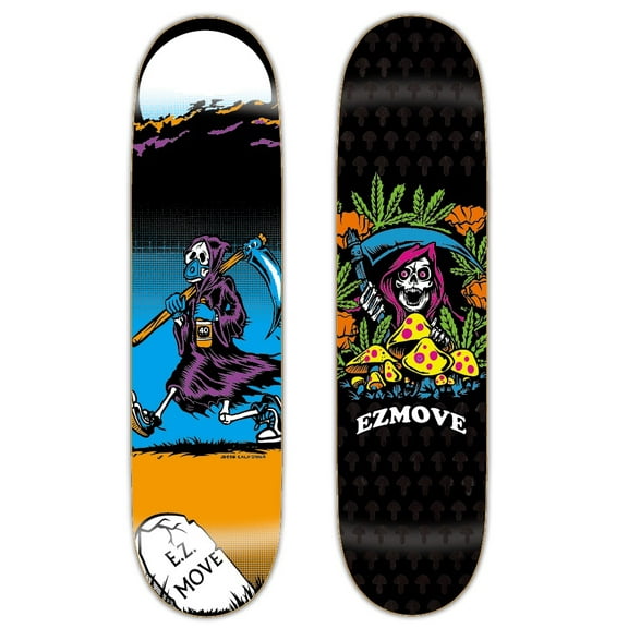 Two EZMOVE 7-Ply Graphic Skateboard Decks 8.25" | Mid-Concave | Double-Kick