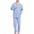 thumbnail image 1 of GLOBAL Conjuntos de Pijamas de Algodón para Hombre, Ropa de Dormir de Manga Larga con Botones, Ropa de Dormir Cómoda, Conjunto de Pijama Suave Azul Cielo XL, 1 of 6