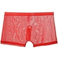 thumbnail image 2 of EchfiProm Big Mens Underwear Boxer Briefs Mesh Red See Through XL Underpants, 2 of 2