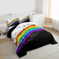 thumbnail image 3 of Manfei Musical Melody Queen Comforter Set,Colorful Waves Striped Bedding Sets,Music Notes Bedding Comforter Set For Girls Kids,Breathable Home Decor Reversible,3-Piece, 3 of 8