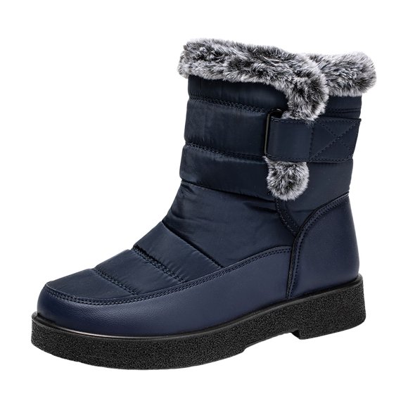 Women's Snow Boots Comfortable Wedge Snow for Women Knee High Snow Winter Flat Hook Loop Snow Womens Slip on Snow for Women Fashionable Mid-Calf Footwear for Womens Snow Short Snow for