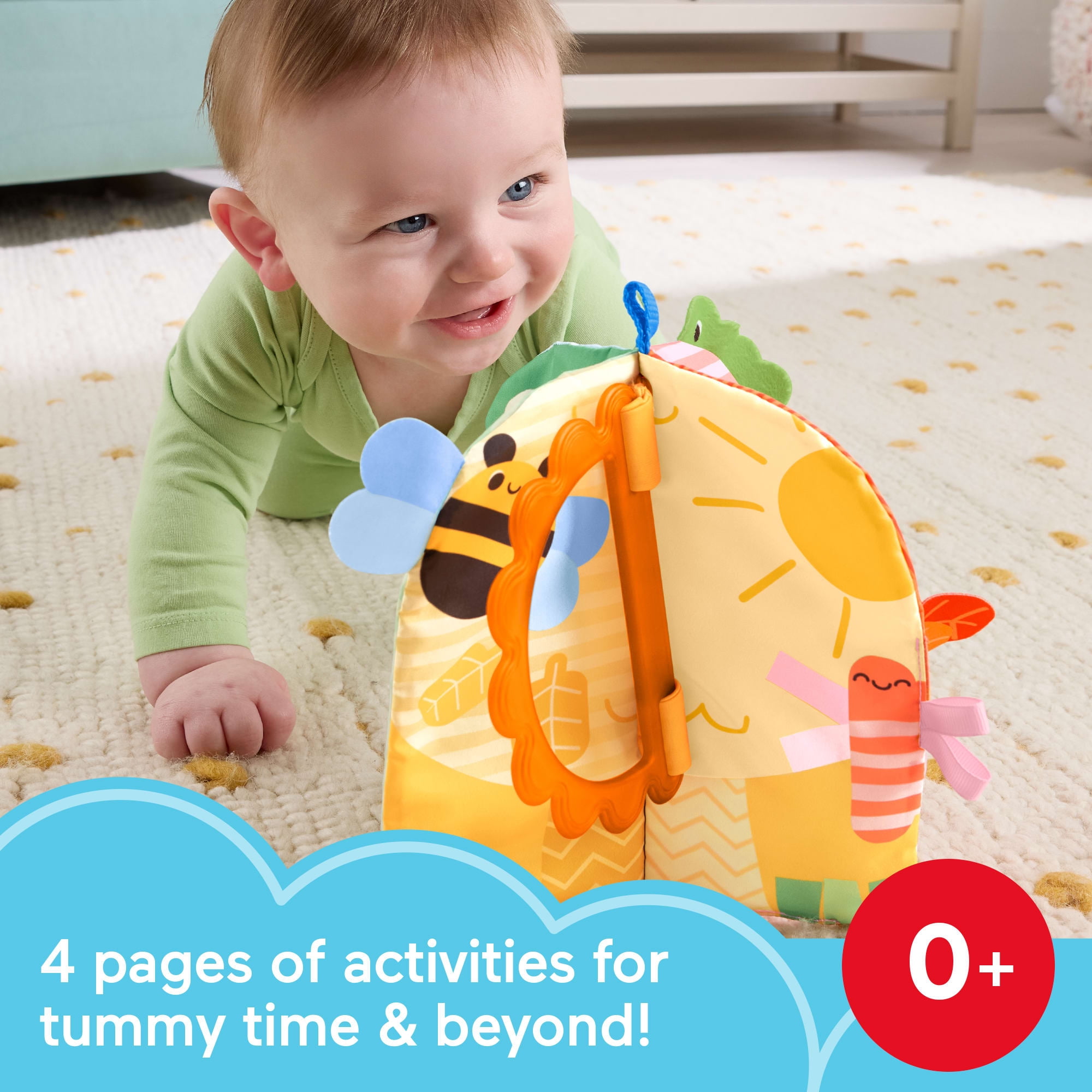 Fisher-Price Sensory Seasons Soft Book, Newborn Tummy Time Busy Activity for Baby Ages 0+ Months