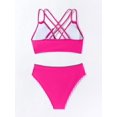 thumbnail image 4 of Women's Push Up V Neck Bikini Sets Criss Cross Back Two Piece Bathing Suit, 4 of 6