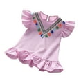 thumbnail image 3 of Odeerbi Toddler Dress Girls Princess Dresses Ruffle Sleeve Tassels Stripe Print Dress Outfits Baby Clothes Pink, 3 of 8
