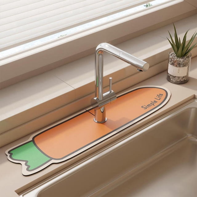 Diatomaceous Earth Sink Mat 10x38cm, Fast Absorbing Splash Guard for Kitchen and Bathroom Faucets, Non-Slip Countertop Protector Mat