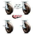 thumbnail image 2 of 8 Inch Kingpinless High Temp Phenolic Caster Set with Brakes and Swivel Locks, 2 of 2
