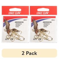 (2 pack) Eagle Claw 202AH-2 Size 2 Aberdeen Light Wire Panfish Hook