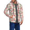 thumbnail image 2 of Wukai Strawberry And Flowers Print Men's Zip-Up Hoodie,Fleece Full-Zip Hoodie for Men, Hooded Sweatshirt-Small, 2 of 5