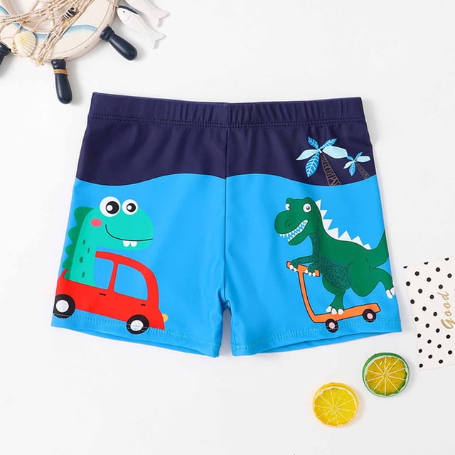 LSLJS Boys Swimwear Children's Swimsuit Print Bathing Shorts Flat Angle Swim Trunks With Pants Rope, Boys Swim Trunks
