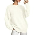 thumbnail image 3 of PRETTYGARDEN Womens Fall Long Sleeve Sweater Crew Neck Fuzzy Loose Fit Chunky Knit Pullover Sweaters Going Out Tops, 3 of 8