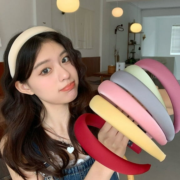 Padded Headband for Women Girls Hair Non Slip,Sponge Solid Hairband Thick Wide Headband Trendy Plain Hoops Hair Styling Accessories
