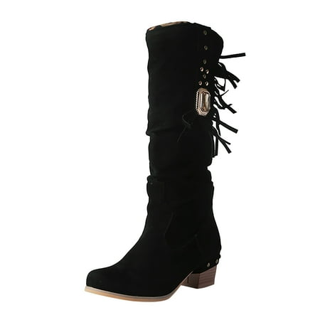 

HSMQHJWE Long Boots For Women Wide Calf Over Knee Womens Neoprene Boots Wide Calf Women S Fashion Heel Boots Boots Color Thick Fringed Solid Rhinestone Women S Boots Boots Leather Women