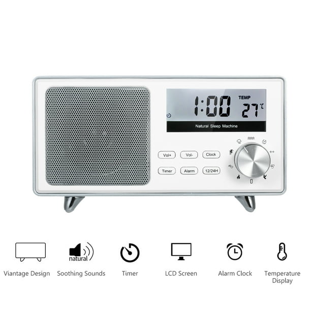 White Noise Sound Machine LCD Display Alarm Clock with ...
