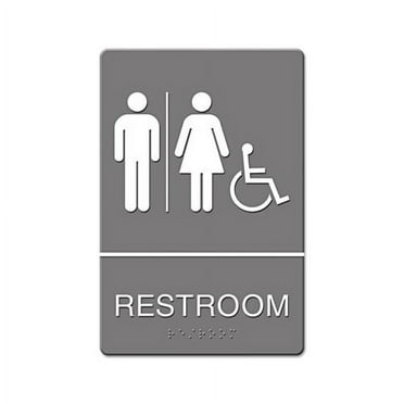 ADA Sign Restroom/Wheelchair Accessible Tactile Symbol Restroom/Wheelchair Accessible Tactile Symbol, Molded Plastic, 6 x 9