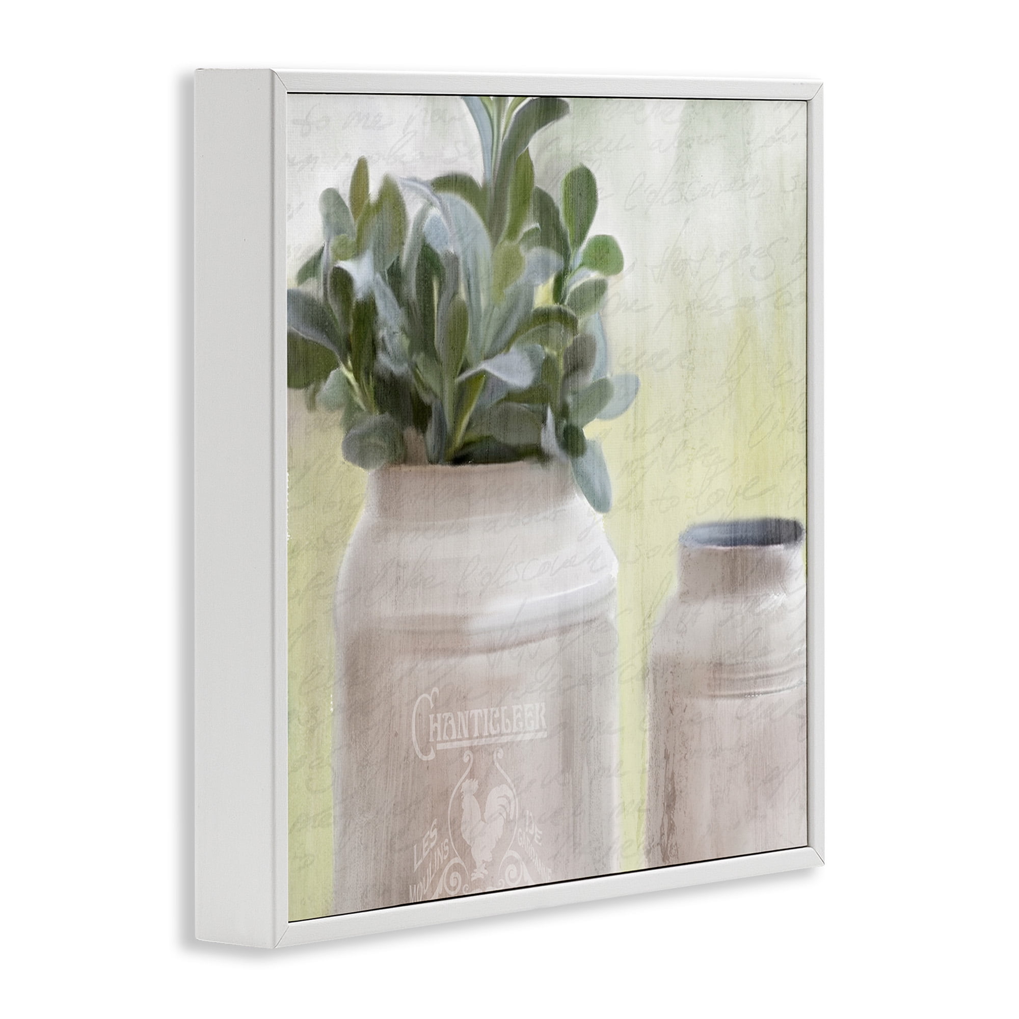 Stupell Industries Farmhouse Mill Can with Greenery Botanical & Floral Painting White Framed Art Print Wall Art, 24 x 24