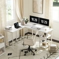 thumbnail image 4 of DESINO 59.1 Inch L Shaped Computer Desk, Gaming Table with adjustable Shelves, Home Office Desk for Writing Gaming Study Reversible, White, 4 of 7