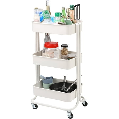 Rackaphile 3 Tier Utility Cart With Wheels Heavy Duty Rolling