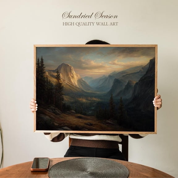 Half Dome Yosemite National Park Wall Art, California Mountain Landscape Print With Valley View, Sunset Nature Decor For Home Or Office UNFRAMED Poster, Wall Art for Decor, Present, 8x12