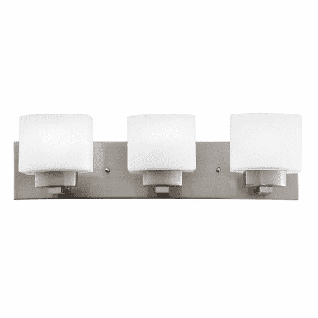 Design House Dove Creek 3 Light Dimmable Satin Nickel Vanity Light with Frosted Glass Shades