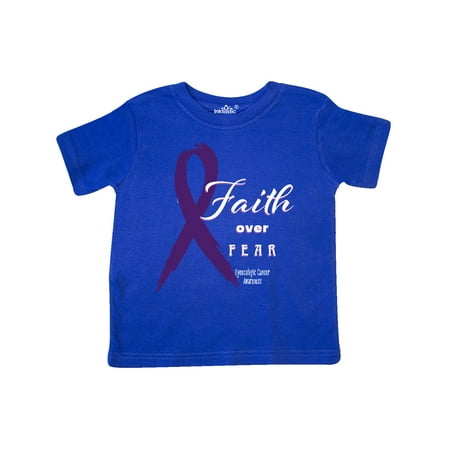 

Inktastic Faith Over Fear Gynecological Cancer Awareness Purple Ribbon Gift Toddler Boy or Toddler Girl T-Shirt