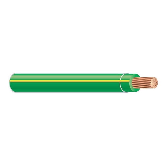 THHN Building Wire, Copper, 10 AWG, 1C, Green; Yellow, Stranded, 1250 ft 58456705