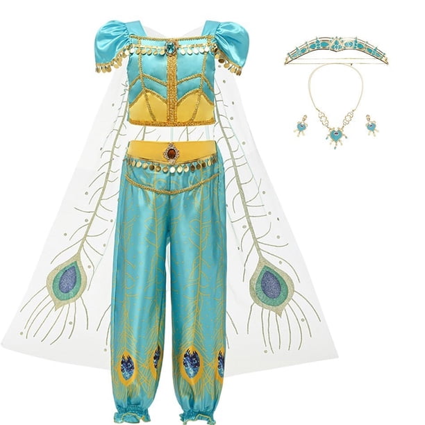 Disfraz de Jasmine para niña, vestido de princesa árabe, fiesta de cumpleaños, Navidad, ropa de Cosplay para bebé, 3-10 años Fivean unisex